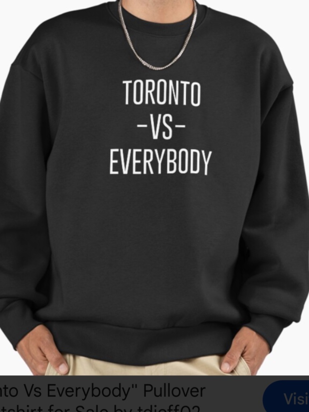 Peace Collective Black "Toronto vs Everybody" Crewneck Sweater - Size Medium